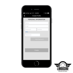 Profile Information Screen from the Executive Car Chauffeur Service Mobile App