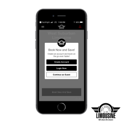 Login Screen of the Private Limo Service Mobile App